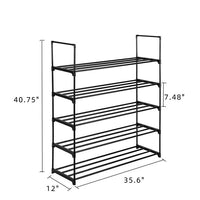 5 Tiers Shoe Rack Shoe Tower Shelf Storage Organizer For Bedroom, Entryway, Hallway, and Closet Black Color