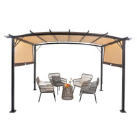 350*280*230.5cm Aluminum Dark Brown Post Brown Adjustable Shade Fabric Curved Top Folding Shed