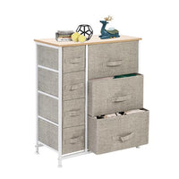 Dresser with 7 Drawers - Furniture Storage Tower Unit for Bedroom, Hallway, Closet, Office Organization - Steel Frame, Wood Top, Easy Pull Fabric Bins, Linen / Natural