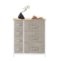 Dresser with 7 Drawers - Furniture Storage Tower Unit for Bedroom, Hallway, Closet, Office Organization - Steel Frame, Wood Top, Easy Pull Fabric Bins, Linen / Natural