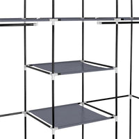 69" Portable Clothes Closet Non-Woven Fabric Wardrobe Double Rod Storage Organizer Gray