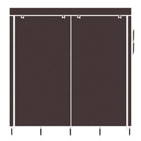 67" Clothes Closet Portable Wardrobe Clothes Storage Rack 12 Shelves 4 Side Pockets Dark Brown