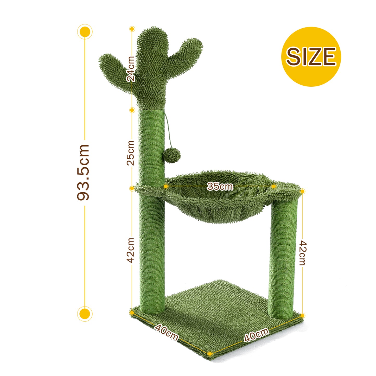 Cat Tree Scratcher Cactus With Cat Scratching Post Hammock Interactive Ball Green