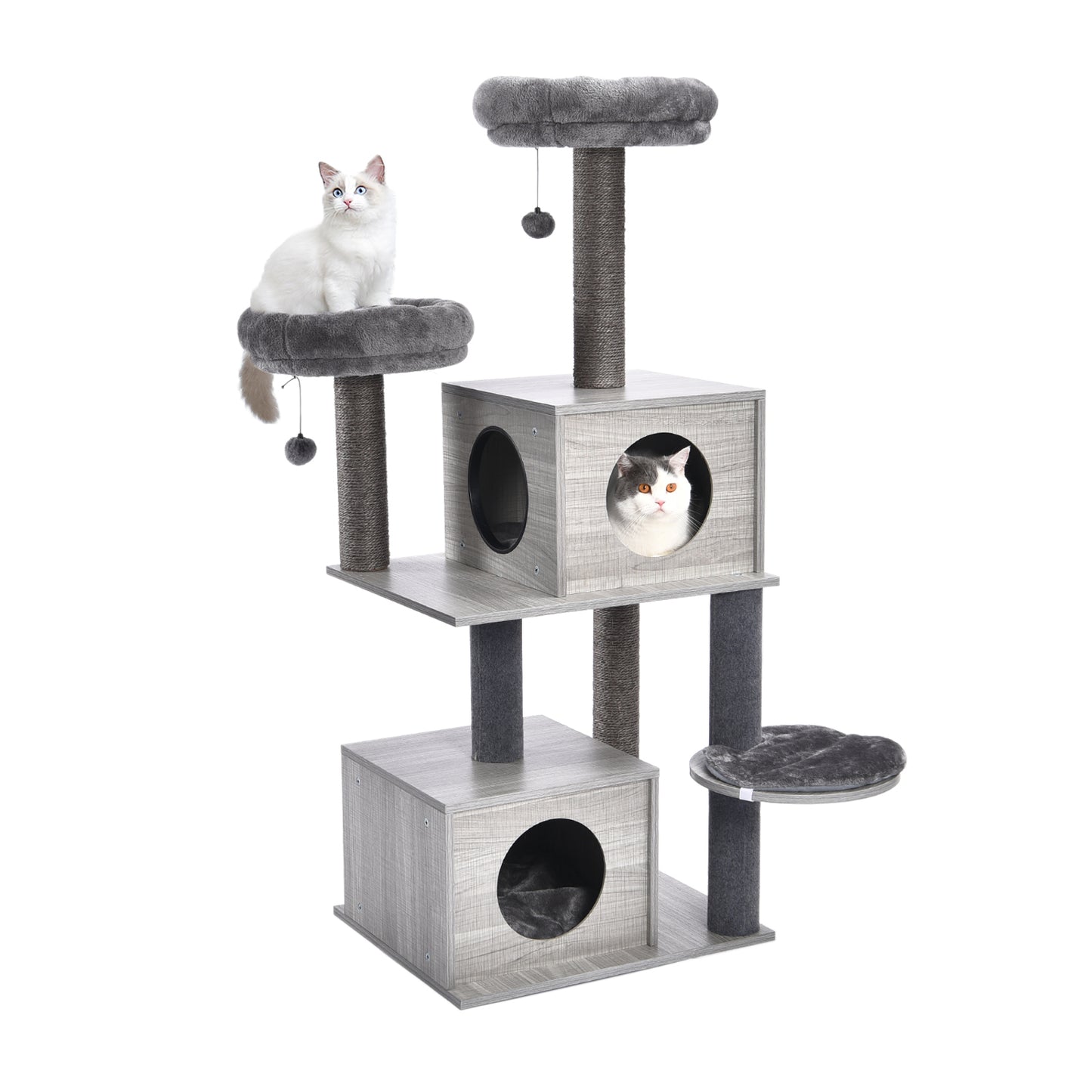 Cat Tree Modern Cat Tower with 2 Super Large Condo, Sturdy Scratching Posts, and Removable Soft Perches