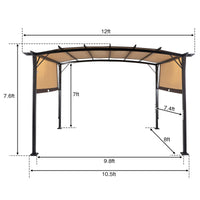 350*280*230.5cm Aluminum Dark Brown Post Brown Adjustable Shade Fabric Curved Top Folding Shed