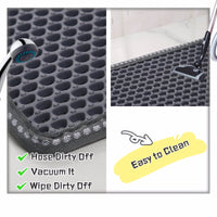 Cat Litter Mat, Kitty Litter Trapping Mat, Double Layer Mats with MiLi Shape Scratching design, Urine Waterproof, Easy Clean, Scatter Control  21" x 14"  Grey