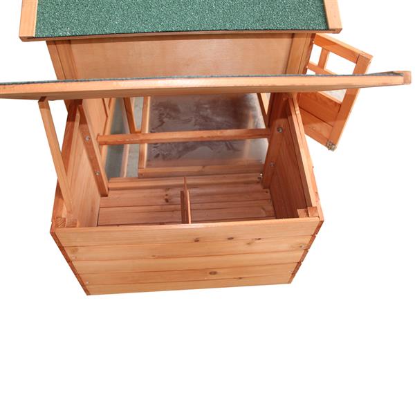 75" Waterproof Roof Two-tier Wooden Chicken Coop Rabbit Poultry Cage Habitat with Egg Case & Tray & Running Cage