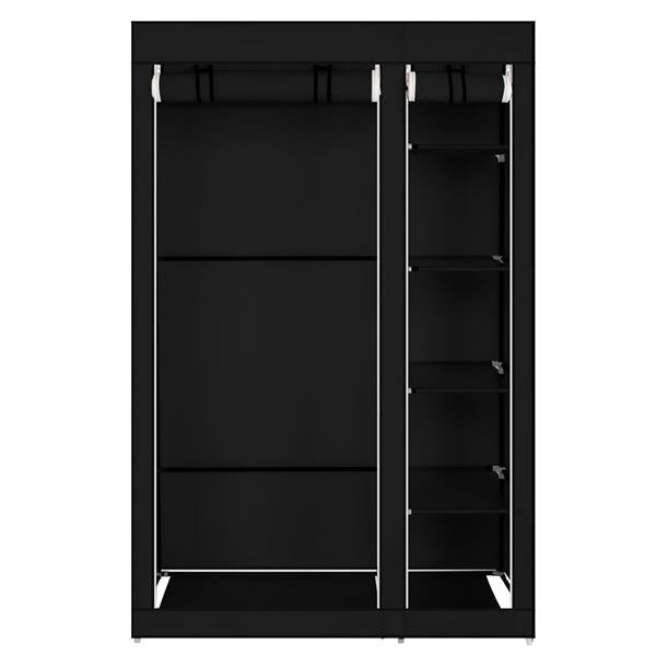 67" Portable Clothes Closet Wardrobe with Non-woven Fabric and Hanging Rod Quick and Easy to Assemble Black