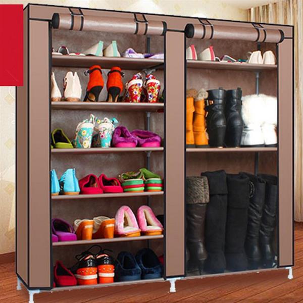 Double Rows 9 Lattices Combination Style Shoe Cabinet Coffee