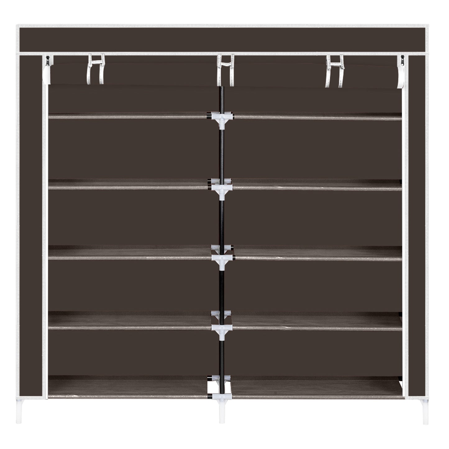 7 Tiers Portable Shoe Rack Closet Fabric Cover Shoe Storage Organizer Cabinet Dark Brown