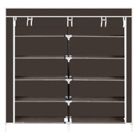 7 Tiers Portable Shoe Rack Closet Fabric Cover Shoe Storage Organizer Cabinet Dark Brown