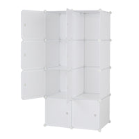 8 Cube Organizer Stackable Plastic Cube Storage Shelves Design Multifunctional Modular Closet Cabinet with Hanging Rod White