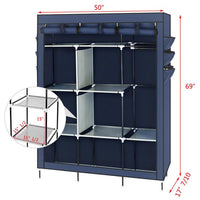 69" High-leg Non-woven Fabric Assembled Cloth Wardrobe Dark Blue