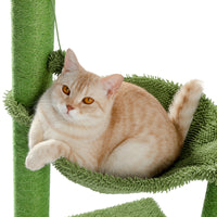 Cat Tree Scratcher Cactus With Cat Scratching Post Hammock Interactive Ball Green