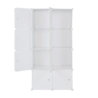 8 Cube Organizer Stackable Plastic Cube Storage Shelves Design Multifunctional Modular Closet Cabinet with Hanging Rod White