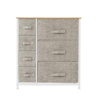 Dresser with 7 Drawers - Furniture Storage Tower Unit for Bedroom, Hallway, Closet, Office Organization - Steel Frame, Wood Top, Easy Pull Fabric Bins, Linen / Natural