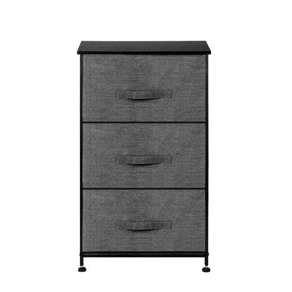 3-Tier Dresser Drawer, Storage Unit with 3 Easy Pull Fabric Drawers and Metal Frame, Wooden Tabletop, for Closets, Nursery, Dorm Room, Hallway, Grey