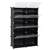 7-Tier Portable 28 Pair Shoe Rack Organizer 14 Grids Tower Shelf Storage Cabinet Stand Expandable for Heels, Boots, Slippers, Black