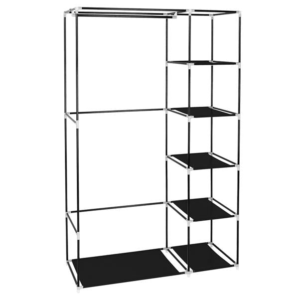 67" Portable Clothes Closet Wardrobe with Non-woven Fabric and Hanging Rod Quick and Easy to Assemble Black