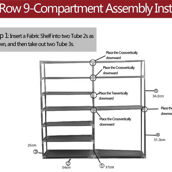 Double Rows 9 Lattices Combination Style Shoe Cabinet Coffee