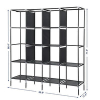 67" Clothes Closet Portable Wardrobe Clothes Storage Rack 12 Shelves 4 Side Pockets Gray